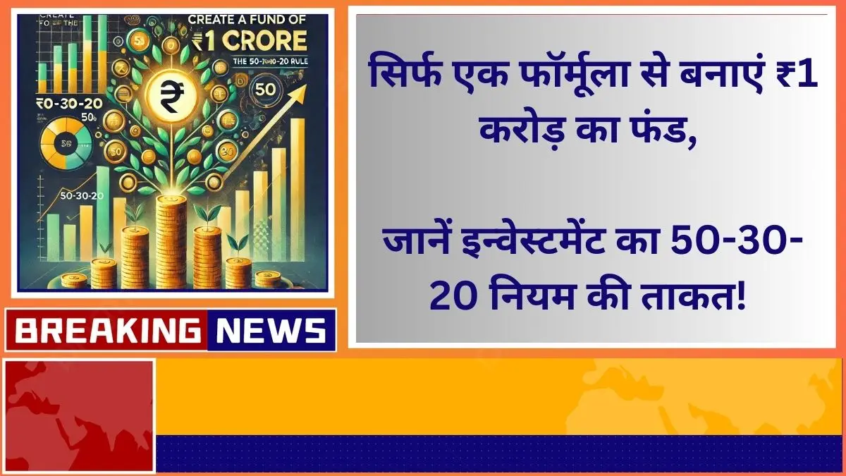 सिर्फ एक फॉर्मूला से बनाएं ₹1 करोड़ का फंड, जानें इन्वेस्टमेंट का 50-30-20 नियम की ताकत!