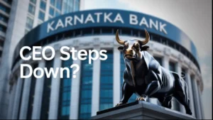 karnataka bank share price news ceo resignation 2025