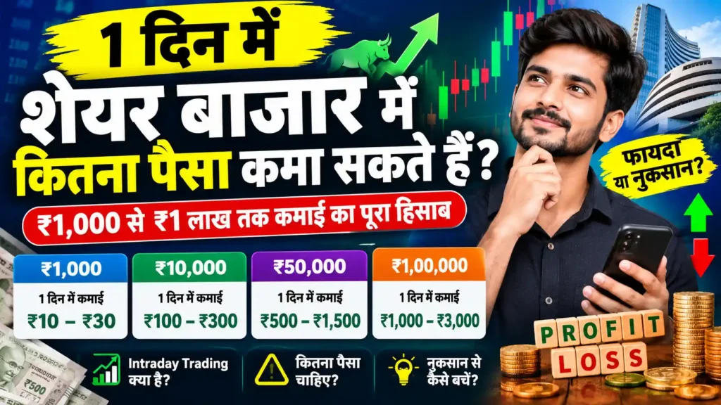1 दिन में शेयर बाजार में कितना पैसा कमा सकते हैं